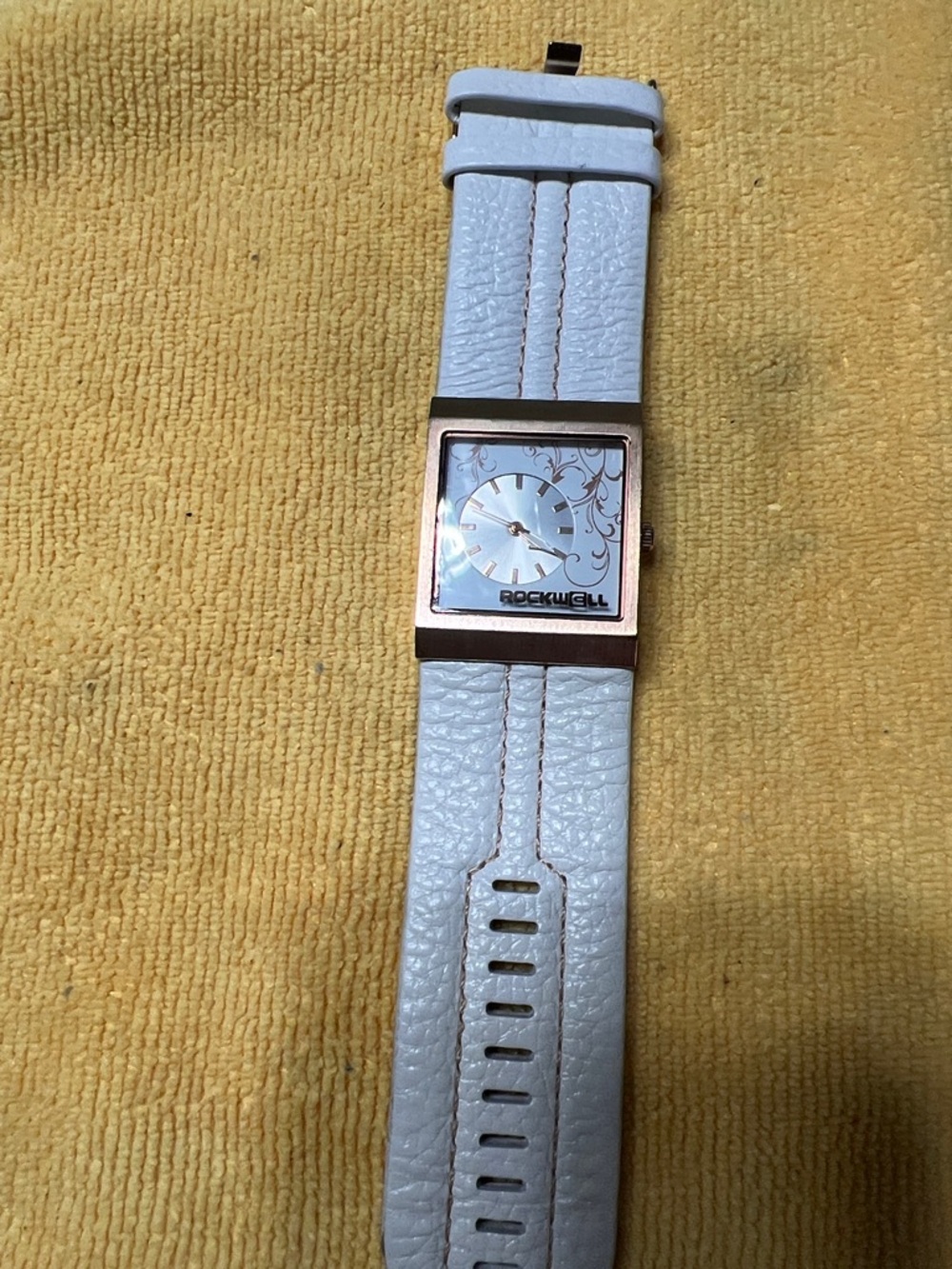 Rockwell White Strap Square Face Watch